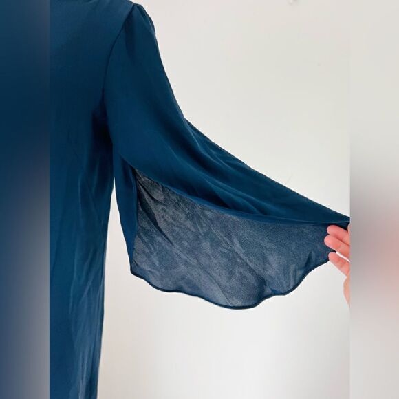 Milly Silk blend V-Neck Butterfly Dress Long Navy Blue Silk Blend Dress Size 8 - Picture 11 of 12